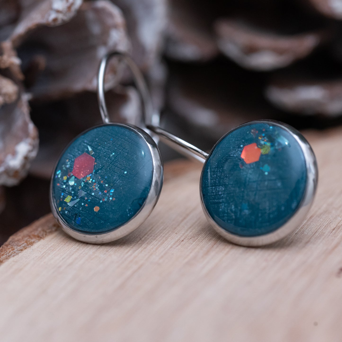 Cabochon stílusú fülbevalók - kék színárnyalatok