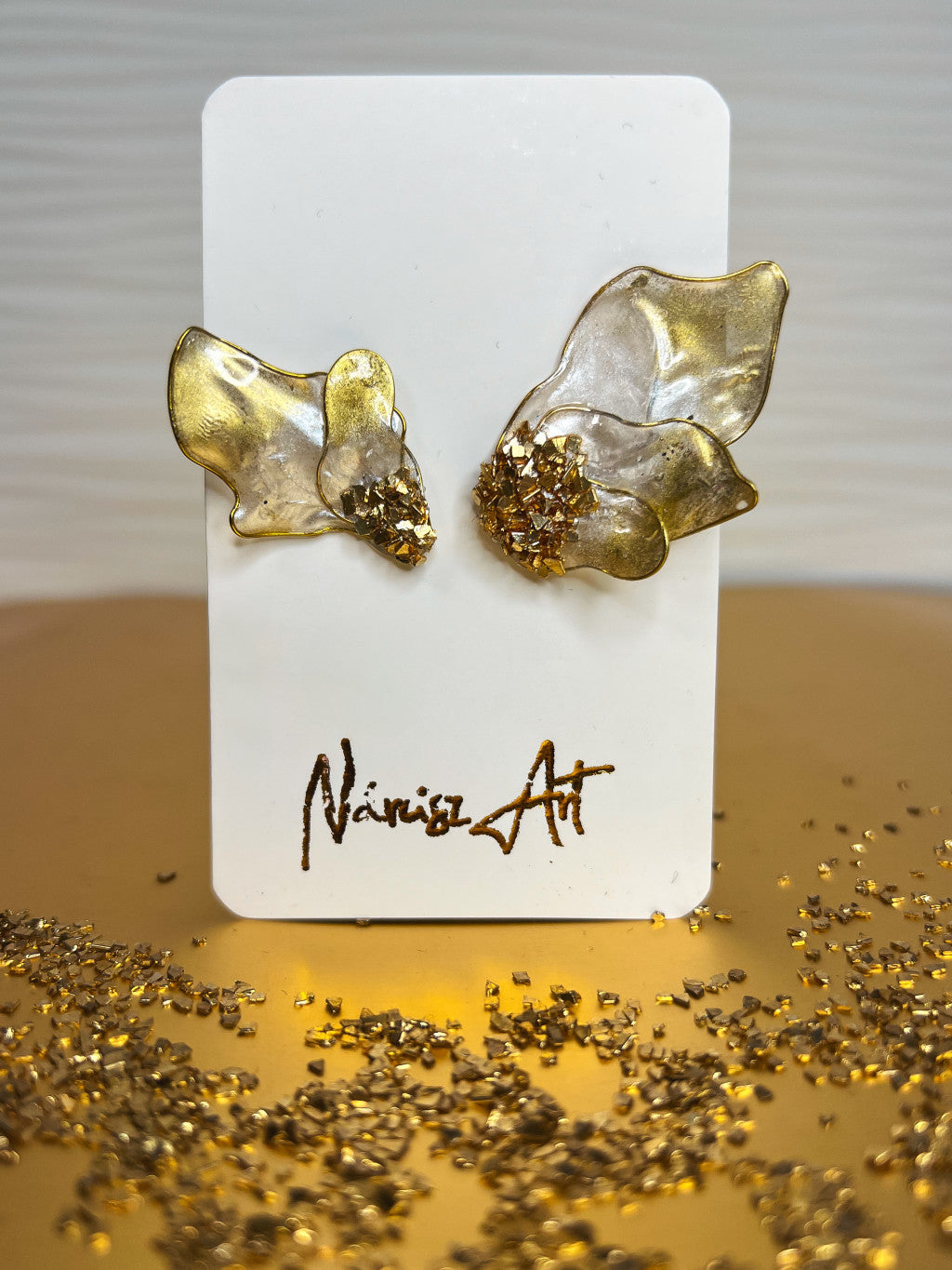 Asszimetrikus Virágos epoxi gyanta fülbevaló, több színben