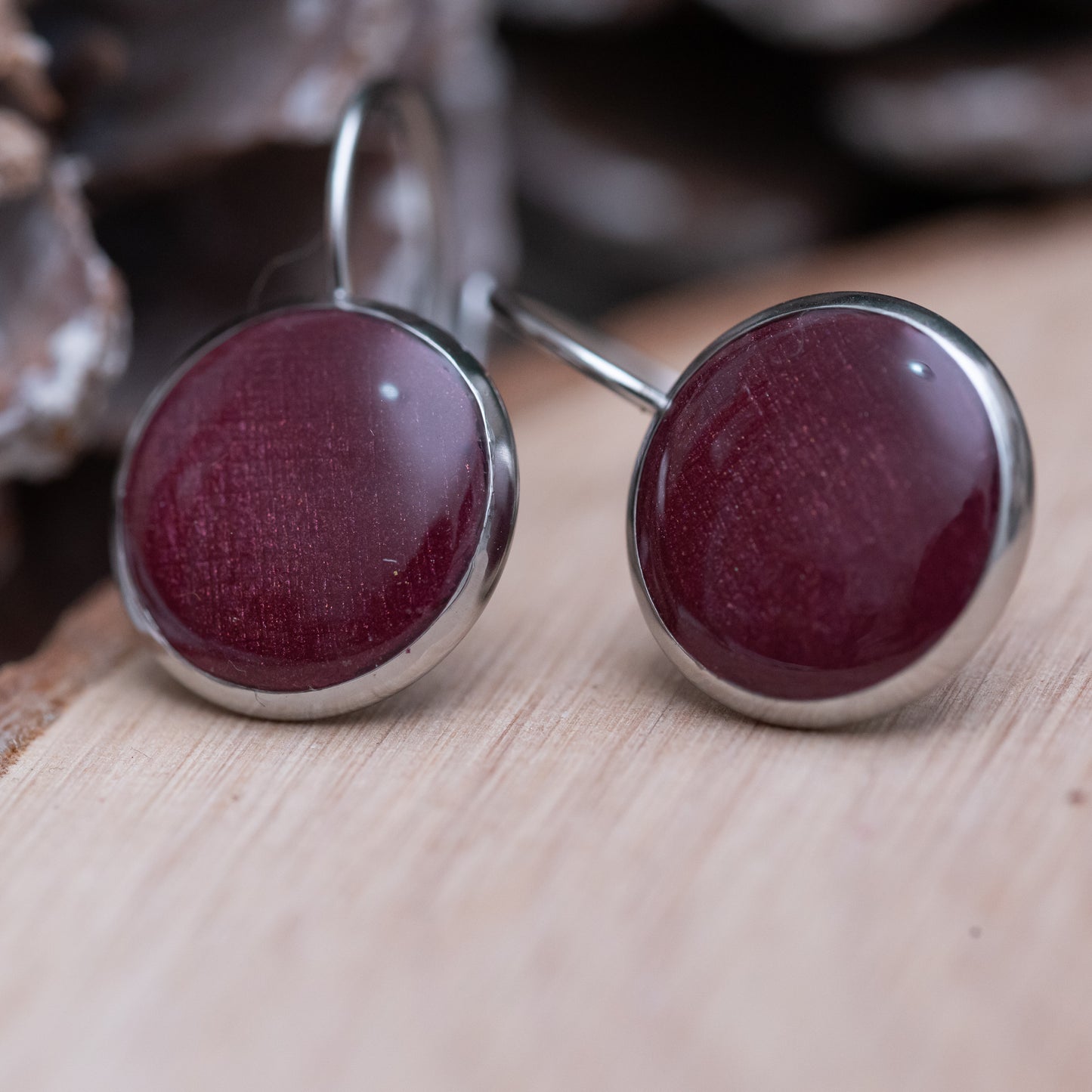 Cabochon stílusú fülbevalók - piros színárnyalatok