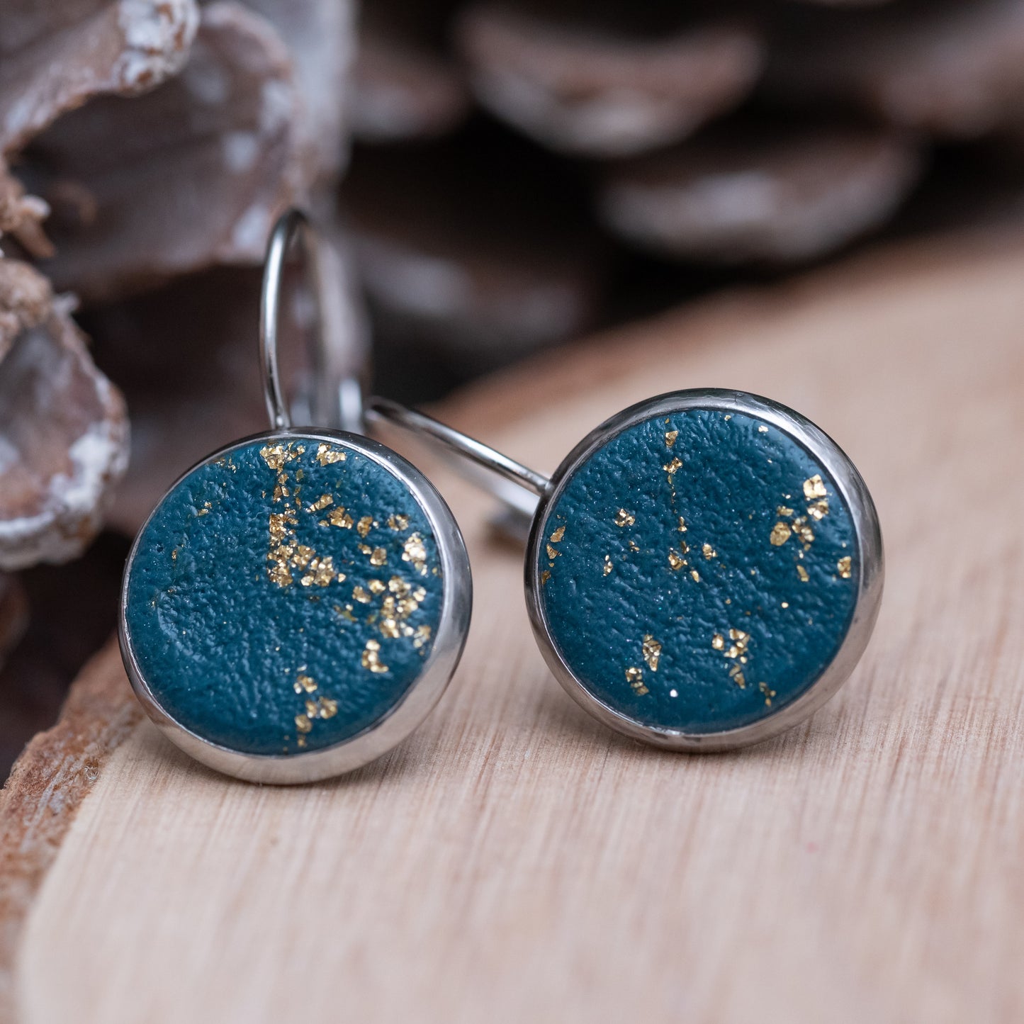 Cabochon stílusú fülbevalók - kék színárnyalatok