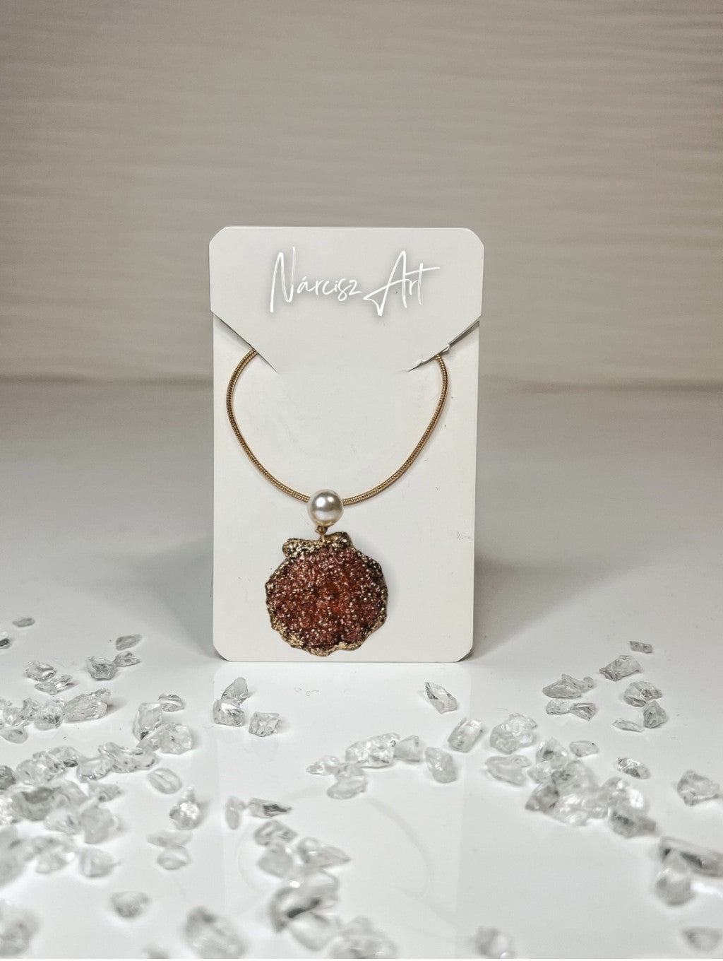 Kagyló formájú epoxi gyanta nyaklánc, két formában és több színben