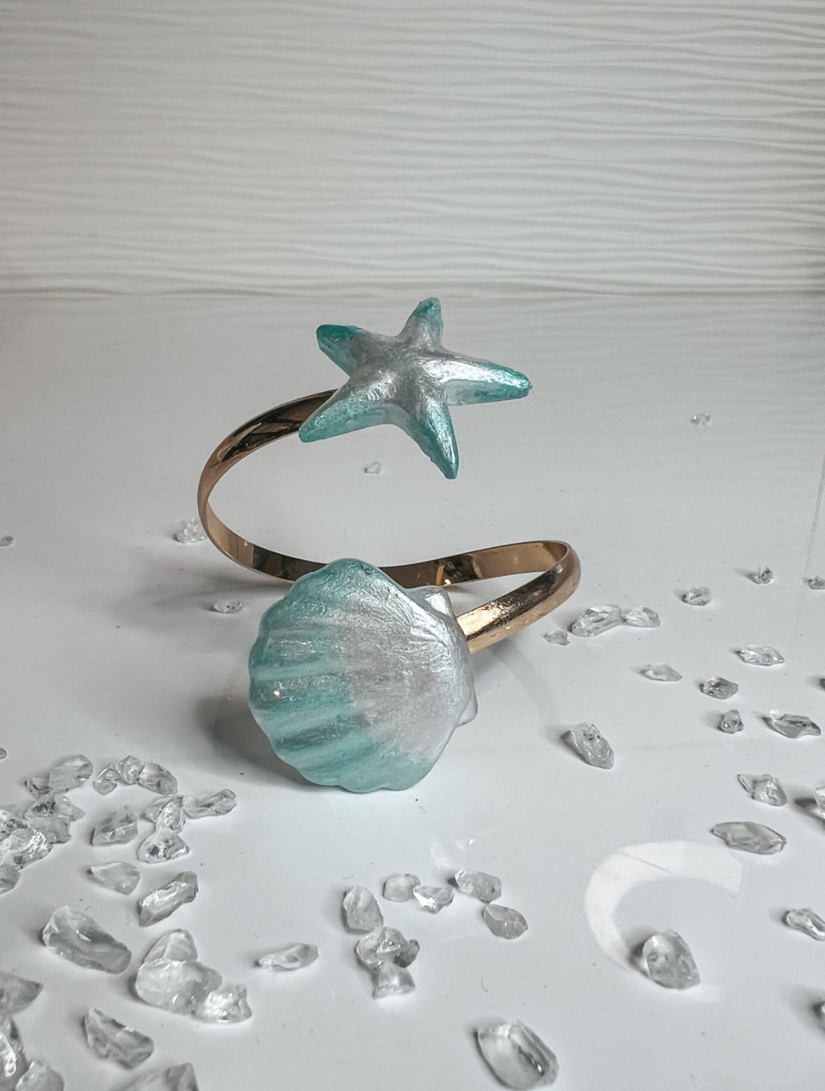 Tengeri kagyló és csillag epoxi gyanta női karperec